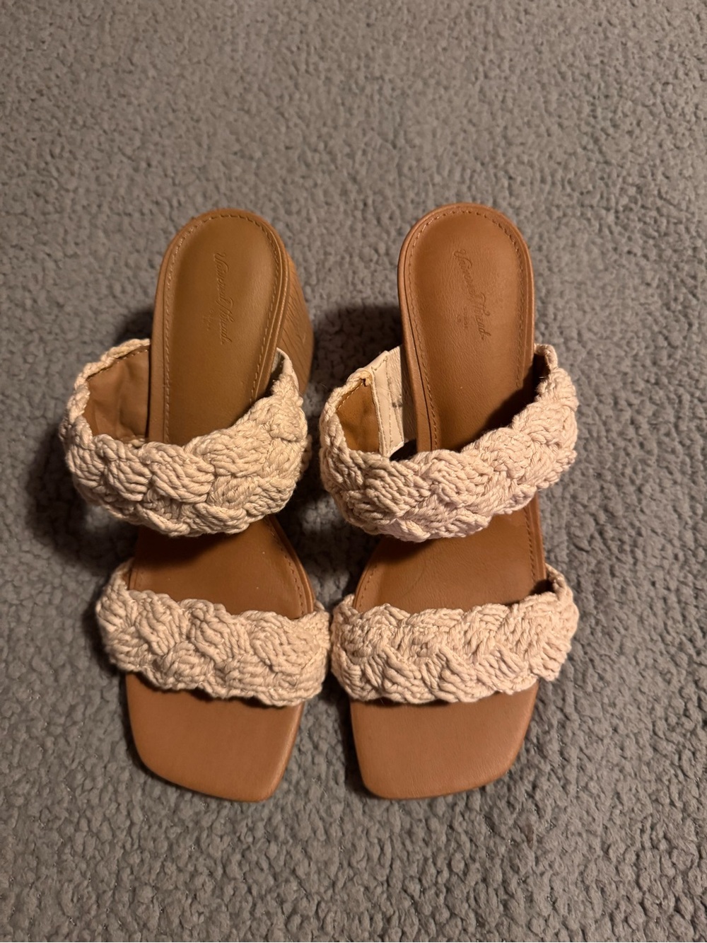 Target Braided Double-Strap Slide Sandals in Cream and Tan